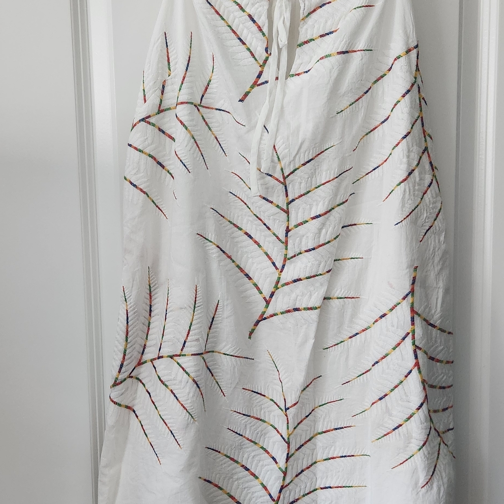 Lush White Dress with Colorful Embroidery